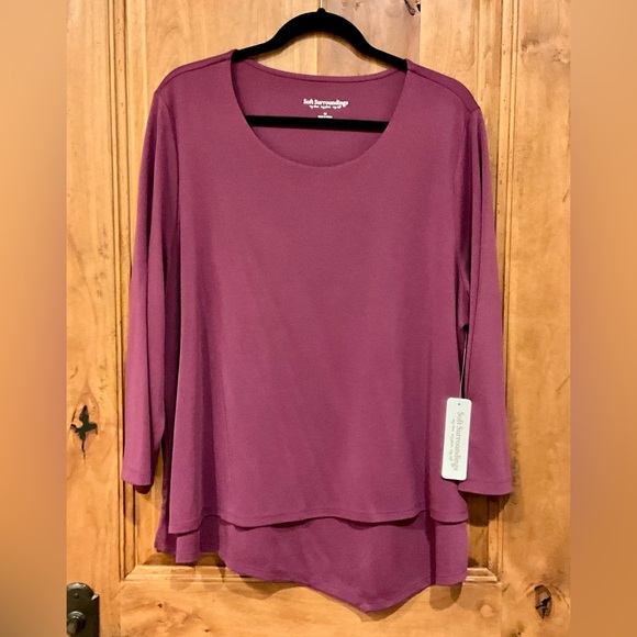 Soft Surroundings Plum Asymmetrical Blouse - Picture 1 of 5